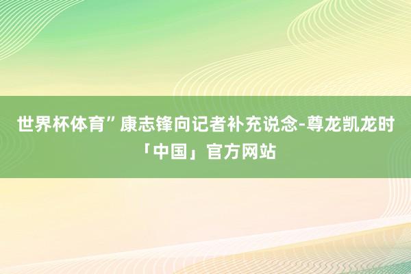 世界杯体育”康志锋向记者补充说念-尊龙凯龙时「中国」官方网站