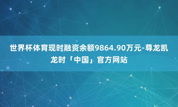 世界杯体育现时融资余额9864.90万元-尊龙凯龙时「中国」官方网站